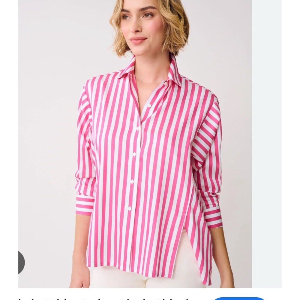 New J. McLaughlin Alexis Shirt‎ in Pink Fuchsia White Stripe Small s